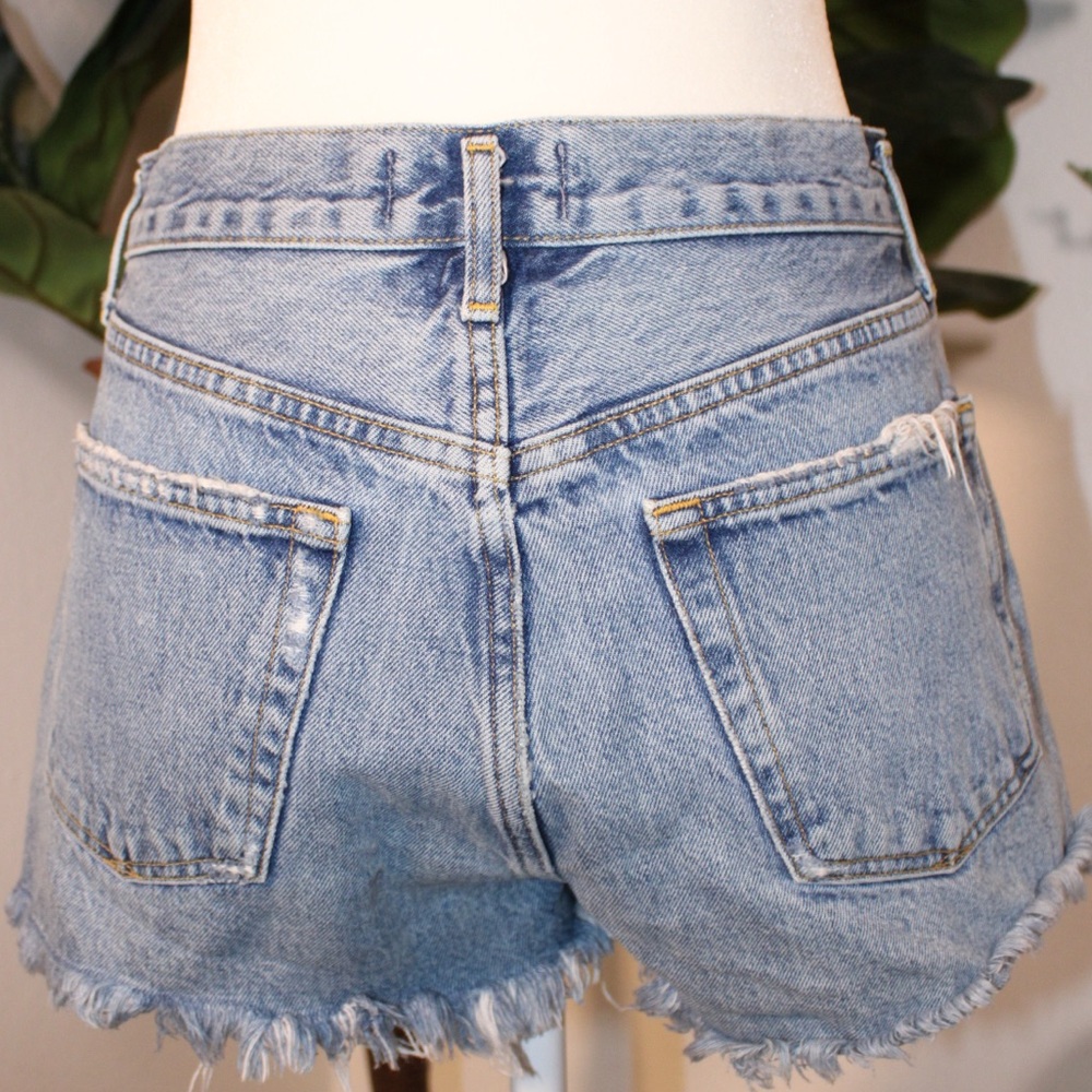 AGOLDE Parker Vintage Blue Cut Off Denim Shorts - Picture 7 of 10